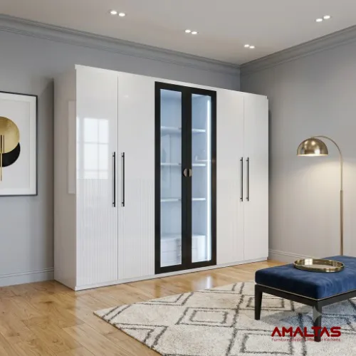 Wardrobe with center profile door