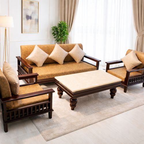 Amaltas Teak Wood Magazine Sofa Set