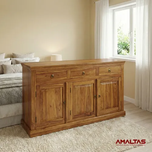 Amaltas Teak Wood Chest of Drawers - Wardrobes