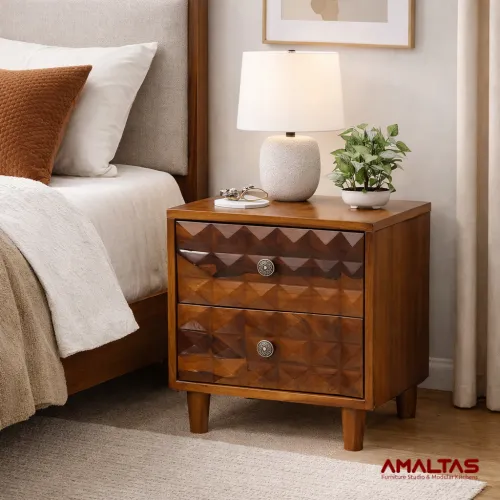Amaltas Sheeham wood Diamond Bed Side Table