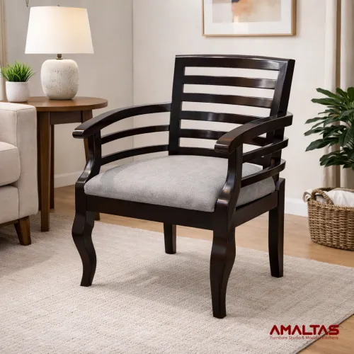 Amaltas Teak Wood Round Back Chair - Bedroom