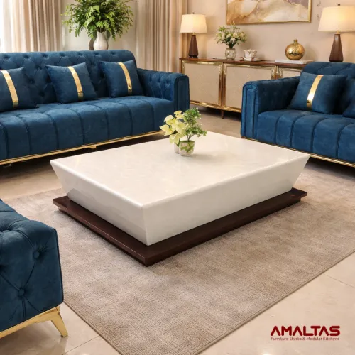 Amaltas Full Body Onyx Center Table with Lights - Tables & Office