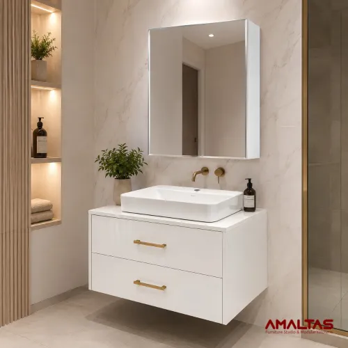 Amaltas Nova White Wall Hung Vanity - Interior