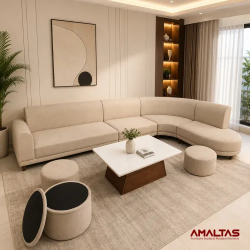 Amaltas Resonant Corner Sofa Set - Sofas