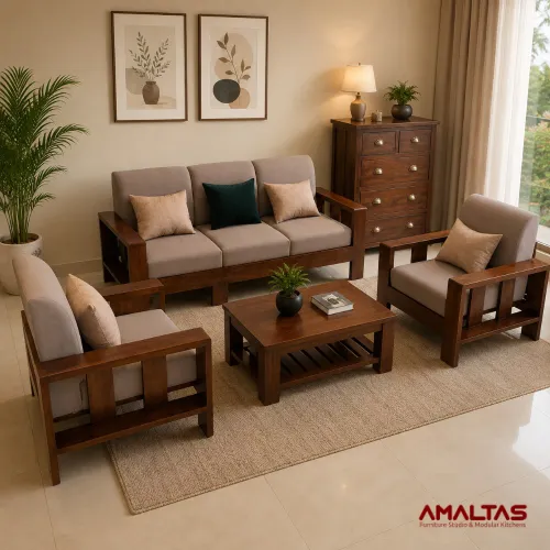 Amaltas Liza Teak wood sofa set - Sofas