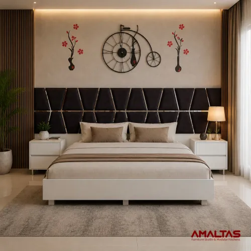 Amaltas Milano Double Bed with side tables - Bedroom