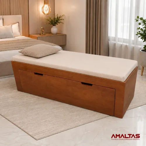 Amaltas Bench with Pull out stroage. - Bedroom