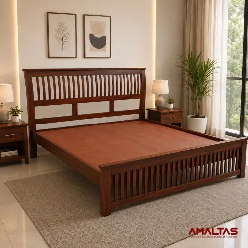 Amaltas Heritage Teak wood without storage bed - Bedroom